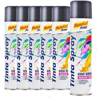 Imagem de Kit com 6 Tintas Spray Cinza Primer 400ml Mundial Prime