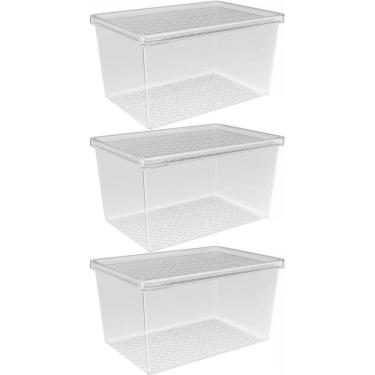 Imagem de Kit 3 Organizadores de Geladeira com Tampa 2,9L Caixa Organizadora Frutas Verduras Legumes UZ