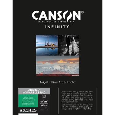 Imagem de Canson Papel de jato de tinta branco puro texturizado Infinity Arches Aquarelle Rag, 310 gsm, 21,5 x 28 cm, 25 folhas