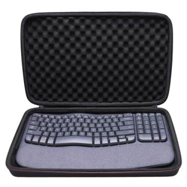 Imagem de LTGEM Capa rígida compatível com teclado ergonômico sem fio Logitech Wave Keys – Bolsa de armazenamento protetora para viagem (preto)