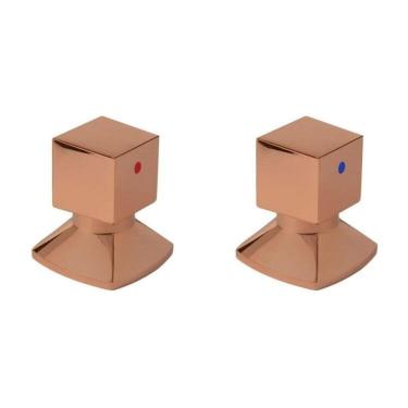 Imagem de Kit com 2 Acabamentos Para Registro C46 Água Quente/Fria Rose Ro7246 Ducon Metais Rosé Gold