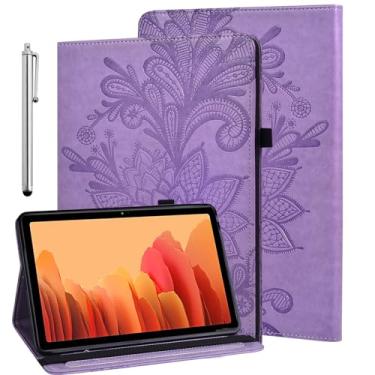 Imagem de ALILANG Capa para Lenovo Tab M9 22.9 cm (TB-310FU, lançado em 2023), capa inteligente à prova de choque em relevo com cartão Solts capa para tablet Lenovo Tab M9 - roxa