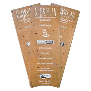 Imagem de Kit 3X: Chocolate Dark Milk 55% Cacau com Açúcar Demerara Orgânico CHoKolaH 70g