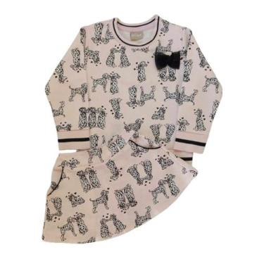 Imagem de Conjunto Infantil Feminino Blusão Ml + Saia Milon