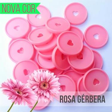 Imagem de Kit 12 Discos G 32mm de Caderno Infinito Sistema Inteligente Amor Infinito Cadernos - Coração (Rosa Gérbera)