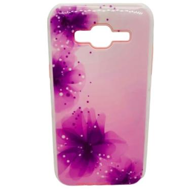 Imagem de Capa Celular Compatível com Samsung Galaxy J2 Prime SM-G532MT / Gran Prime SM-G530 Com Suport Para Dedos (Branca Flor Lilás)