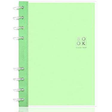 Imagem de CAGIE Caderno Discbound – Cadernos personalizáveis 18 x 25,4 cm com páginas removíveis de 100 g/m², caderno B5 para escola com capa de poliéster, agenda de 100 páginas, pautado largo, verde