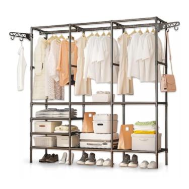 Imagem de Arara Guarda Roupas Com 3 Colunas Closet Aberto Desmontável Sapateira