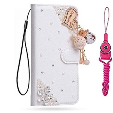 Imagem de Capa para Motorola Moto G52 4G, carteira de couro brilhante feita à mão e alça de pescoço [suporte] [fecho magnético] para Motorola Moto G52 4G capa de telefone (tamanho 34)