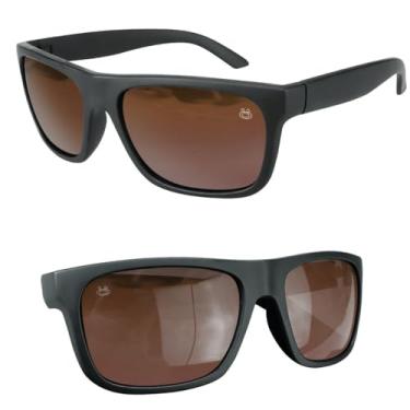 Imagem de Óculos de Sol Masculino Emborrachado Armação Preta Lentes com Alta Proteção Solar UVA/UVB Polarizadas Ideal Praia Casual Sofisticado (Lentes Marrom)
