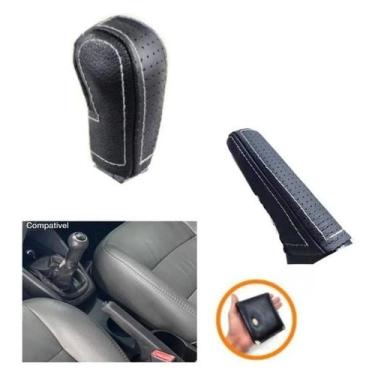 Imagem de Revestimento Couro Capa Manopla Câmbio Manual e Alavanca Freio de Mão 