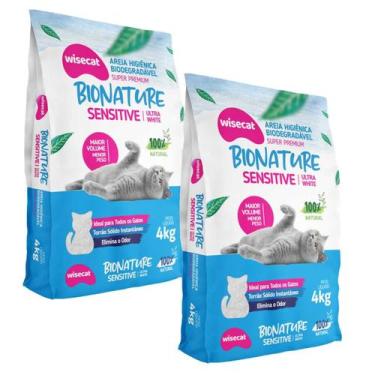 Imagem de Areia Para Gatos Sensitive biodegradavel 4kg Kit 2Un - Wisecat