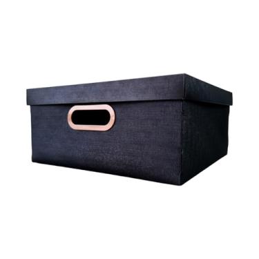 Imagem de Caixa Organizadora Linho Grande 35x35x16 cm, Preta, Protea