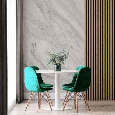 Imagem de Papel de Parede Painel 3D Mármore Carrara Branco 2M Revestimento Pedra