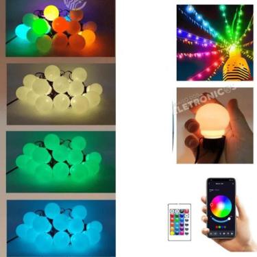Imagem de Varal Cordão P6m USB 20 LEDs Bolinhas Magicas Coloridas Pisca Pisca Co
