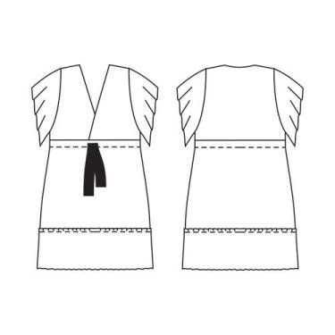 Imagem de Molde vestido transpassado babado tamanho PP ao EXG by Maísa Rasche - 