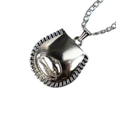 Imagem de Colar Corrente Pingente Búzios Metal 2,5 Cm Niquelado - Lua Mística - 