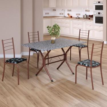 Imagem de Conjunto Sala de Jantar Mesa Retangular 100x60cm Tampo Granito Ocre 4 