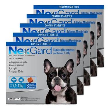 Imagem de 5 Nexgard Antipulgas 4,1 A 10kg 3 Tabletes Total 15 Tabletes - Boehrin