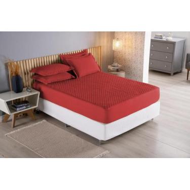 Imagem de Protetor de  Colchão Casa Padrão Impermeável  matelado Vermelho - Seu 