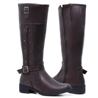 Imagem de Bota Montaria Feminina Cano Alto Leve Moderna Leve Conforto 11079 - Gm