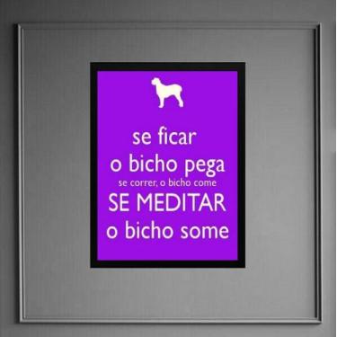 Imagem de Quadro Decorativo Frase Meditar 33x24cm - Quadros On-line, Madeira bra
