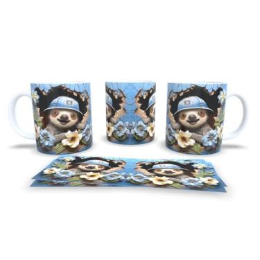 Imagem de Caneca Branca de Porcelana Personalizadas Coleção 3D Animais (Preguiça)