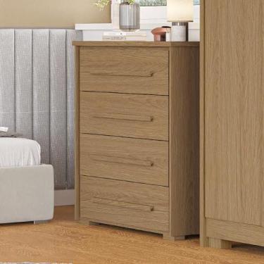 Imagem de Cômoda Grande com 4 Gavetas Angra Rimo - Móveis Rimo, Carvalho