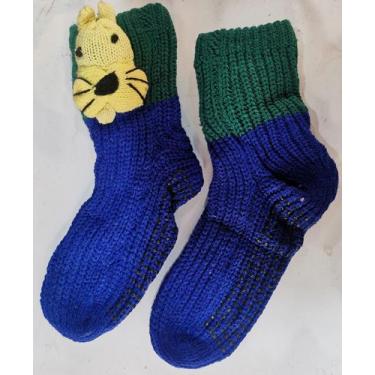 Imagem de Meia Térmica feminino Bichinhos Quente Inverno Grande Trançada hh - Ge