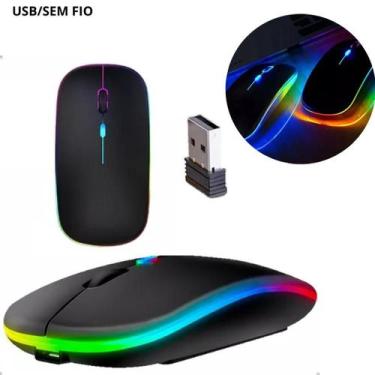 Imagem de Brilhe com Estilo: Mouse Sem Fio Recarregável com LED RGB - JP UTILIDA