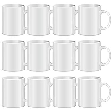 Imagem de TANGLONG Canecas de sublimação em branco, Tazas Para sublimação, copos de sublimação de cerâmica branca, canecas a granel para café, chá, latte, sopa, leite, cacau quente, 325 ml, conjunto de 12