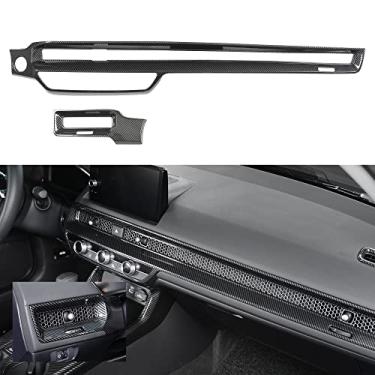 Imagem de Para Civic 2025 2024 2023 2022 Painel Airvent Trim Cover, para Honda Civic Sedan Hatchback LX EX EX-L Sport Touring Decoração Interior Acessórios de Moldagem - Fibra de Carbono Esportiva, NÃO para CRV