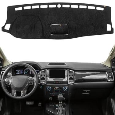 Imagem de KEYOOG Capa de painel de painel adequado para Fo-rd Ranger 2022-2019 (sem modelos HUD), tapete de painel de carro, tapete antirreflexo, protetor solar antiderrapante (flanela)