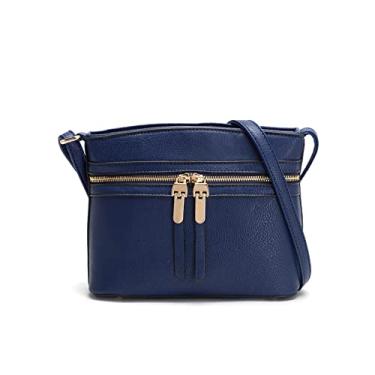 Imagem de LA TERRE Bolsas transversais com bolso com zíper, bolsas transversais médias leves, bolsas femininas de ombro, Jeans azul, Small