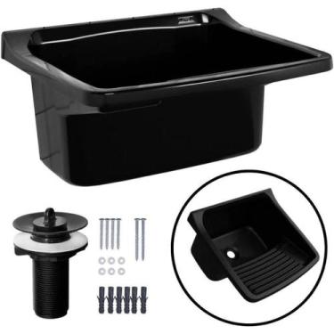 Imagem de Tanque De Plastico Preto 22 Litros Para Lavar Roupas Astra Completo