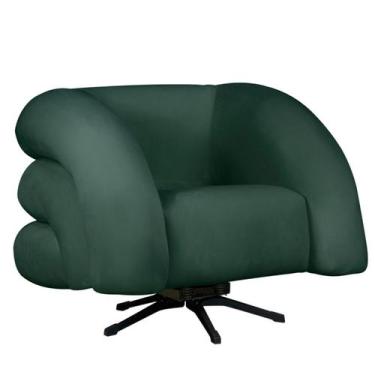 Imagem de Poltrona Decorativa Micheli Base Giratória e Balanço Veludo - Fina Mob