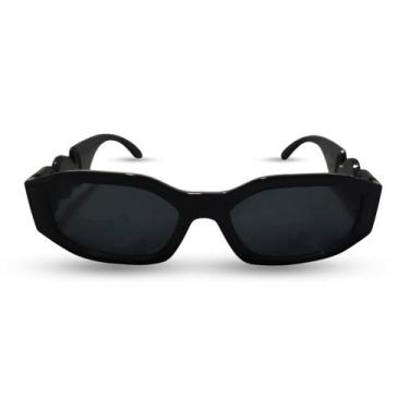 Imagem de Óculos de Sol Retangular Blogueira Preto Detalhes Haste UV - Plural So