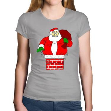 Imagem de Baby Look Algodão Papai Noel Chaminé - Foca na Moda, Cinza, P