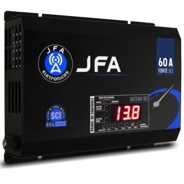 Imagem de Fonte Carregador JFA 60A SCI Slim 60 Amperes Bivolt Com Voltímetro e A