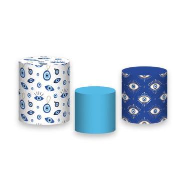 Imagem de Trio De Capa Cilindro - Olho Grego Azul 001 - Via Cores