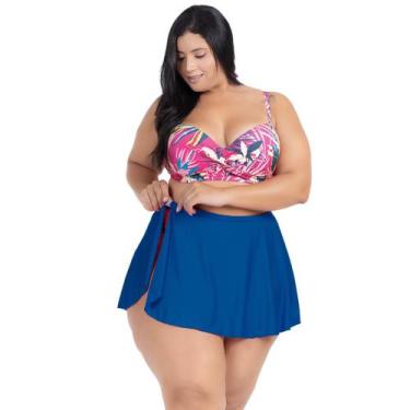 Imagem de Saída de Praia Feminina Saia Curta Rodada Abotoador Lateral Moda Praia