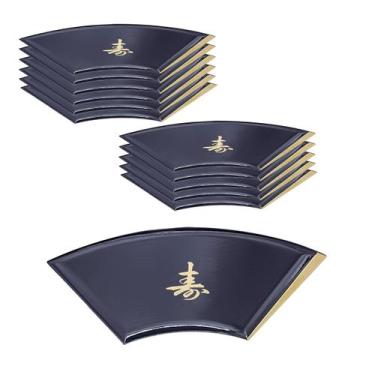 Imagem de Kit C/12 Prato Leque Sushi e Sashimi Tray Preto 28x15cm - AC