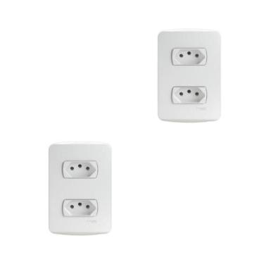 Imagem de Kit 2 Conjunto Montado Tomada Dupla 2P+T 10A 250V Pb S3B60440 Branco M