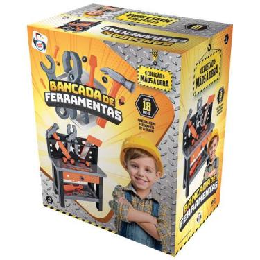Imagem de Bancada Oficina Ferramentas Infantil Didática 18 Peças - Pica Pau, Bri