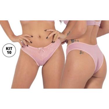 Imagem de KIT 10 Calcinhas de Algodão cotton com Renda sobreposta lingerie femin