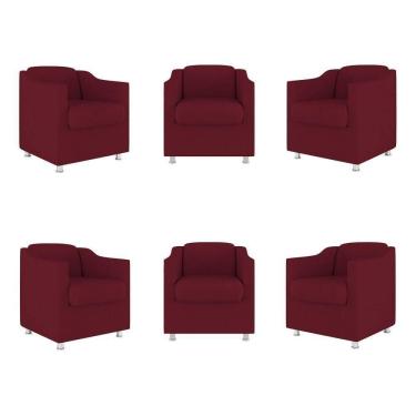 Imagem de Kit 06 Poltronas Sala De Espera Clinica Suede Balaqui Decor Cor:marsala