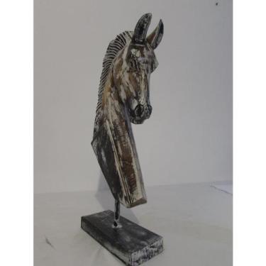 Imagem de Escultura Decorativa Cabeça de Cavalo c Base Formosa - LUXdécor casa e