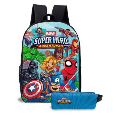 Imagem de Kit Mochila e Estojo Escolar Infantil do Vingadores Cut   - Use Thuco