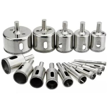Imagem de Jogo 15 Brocas Diamantadas Serra Copo Vidro Granito Ceramica - Tesla S