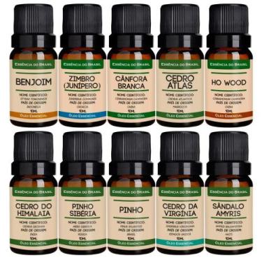 Imagem de Kit 10 Óleos Essenciais Amadeirado Puros E Naturais 10Ml - Essência Do